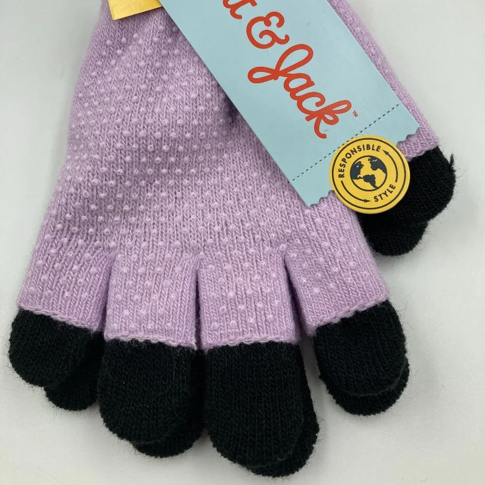 Cat & Jack Purple/Black Kids Knitted Gloves OSFM